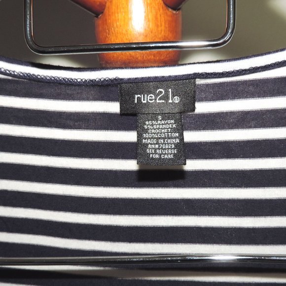 Rue 21 blue & white striped pullover top - Picture 3 of 4